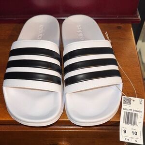 Adidas Black and White Adilette Slides